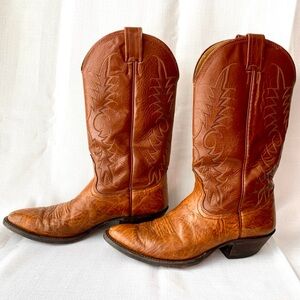 Vintage Nocona Men's Western Bullhide Leather Cowboy Boots Made in the USA